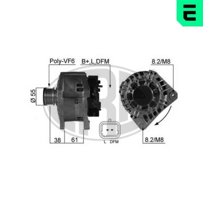 Imagen de ERA 210503A Alternador 14V 125A RENAULT: CLIO 2, Kangoo I, MEGANE 3, DACIA: SANDERO Logan I Berlina, Duster SUV