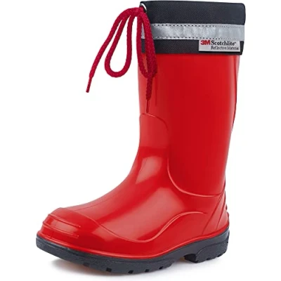 Imagen de Ladeheid Botas de Agua para niños Lluvia con Suelas Antideslizantes Unisex Goma Niñas Rainboots for Kids Impermeables LA 972 (Rojo Persa/Azabache, 21 EU)