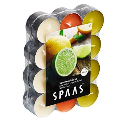 Imagen de Spaas 0338330.999 24 Velas de té perfumadas Colores Surtidos, ± 4,5 Horas Southern Citrus, Varios, Otoño Amarillo, D 39 mm x H 16