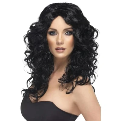 Imagen de Smiffys Peluca glamour, negra, larga, rizada