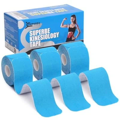 Imagen de SUPERBE Cinta Precortada de Kinesiología, Deportiva elástica terapéutica para Alivio del Dolor, Soporte Muscular, recuperación y Fisioterapia, Transpirable, Resistente al Agua