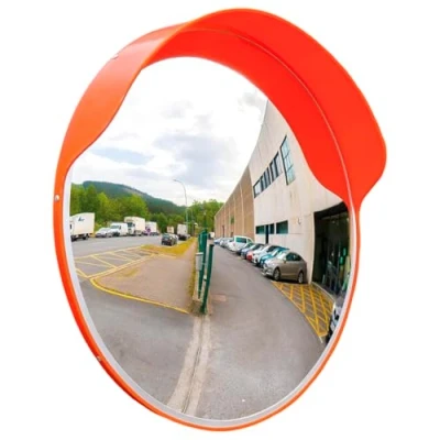 Imagen de Amig Espejo convexo de seguridad y vigilancia con visera Ø60 cm diámetro tráfico Visión en ángulos muertos, columnas esquinas comercios garajes Color: Naranja