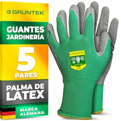 Imagen de GRÜNTEK 5 PARES Guantes de Trabajo Jardín Hombre Mujer Tallas 8/9 / 10. finos comodos y lígeros