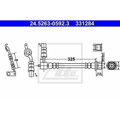 Imagen de ATE 24.5263 0592.3 Latiguillos de Freno 325, 290 M10x1 TOYOTA: Yaris I Hatchback