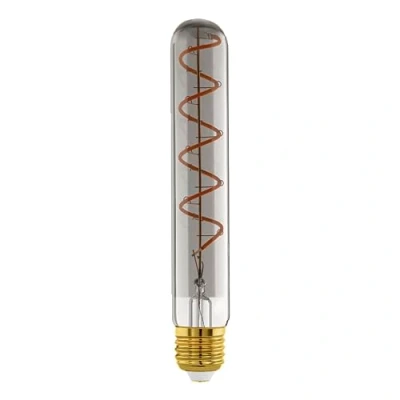 Imagen de Eglo Bombilla led E27 regulable, foco en espiral forma de varilla, tubo vintage diseño retro, cristal ahumado, 4 vatios, 50 lúmenes, blanco cálido, 1700k, luz Edison T30, Ø 3 cm