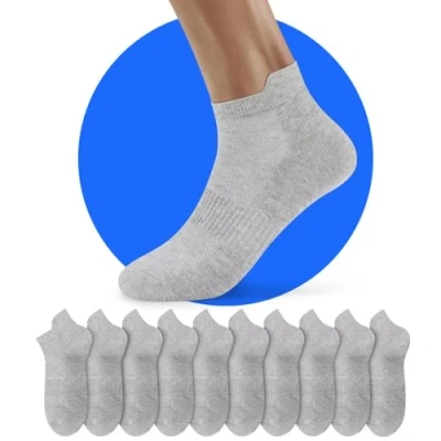 Imagen de NUOZA Calcetines Tobilleros Mujer Hombre Ciclismo Invisibles Algodon Cortos Trekking Deporte Verano Calcetín Finos 35 38 10 Pares Gris Sock
