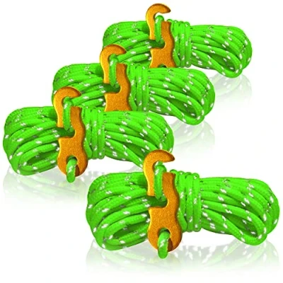 Imagen de com four® 4X Vientos, Cada 4 m para Camping, Reflectantes en Verde Cuerda de Tienda con Hebilla Aluminio tensión Camping Tensor