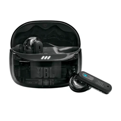 Imagen de JBL Tune Beam Ghost 2, auriculares inalámbricos con cancelación de ruido y Bluetooth, hasta 48 hrs autonomía, IP54 resistentes al agua polvo, diseño ergonómico, Black