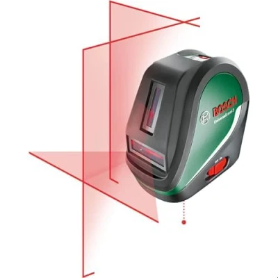 Imagen de Bosch Home and Garden láser líneas cruzadas UniversalLevel 3 + barra telescópica (3 líneas, incl. línea vertical a 90 para una cruzada en techo y punto de plomada alineación precisa, caja cartón)