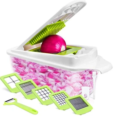 Imagen de 12 Piezas Cortador de Verdura Mandolina Verduras Multifuncional Cocina Slicer Espiral Rallador Cuchillas Acero Inoxidable, Pelador