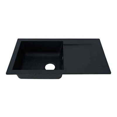 Imagen de Respekta Fregadero de cocina Denver mineralita en negro / empotrable 1 cubeta 78 x 44 cm Lavabo adecuado para armarios inferiores 45 ancho
