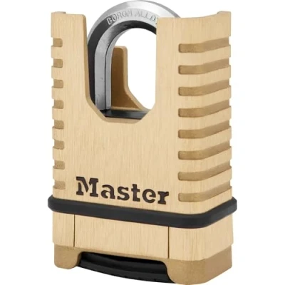 Imagen de MASTER LOCK Candado de latón macizo alta resistencia [Arco cerrado] [Candado con combinación] M1177EURD Diseño antióxido, ultrarresistente e impermeable