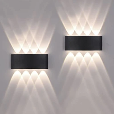 Imagen de FUPE 2 Piezas lámparas de pared Exterior/Interior LED Aplique 16W 1600LM ip65 impermeables up and down aluminio modernas que brillan arriba y abajo(Negro 4500k luz natural)