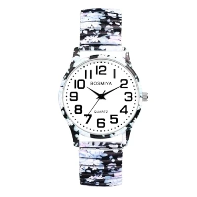 Imagen de JewelryWe Reloj Elástico Cuarzo Analógico: Boho para Mujer Números Grandes Claro Fácil Lectura Correa Impresa de Llevar Ocio Deporte Negocios Regalo