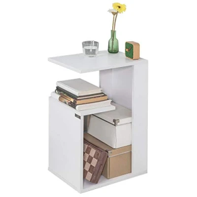 Imagen de SoBuy FBT69 W,ES Mesa Auxiliar con 2 Estantes, Consola,Mesita de Noche para Salón Comedor