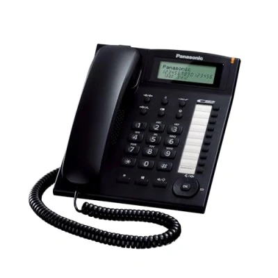 Imagen de Panasonic KX TS880 Teléfono fijo con cable (LCD, Entrada Jack, marcación directa, altavoz, identificador de llamadas, reloj), color negro