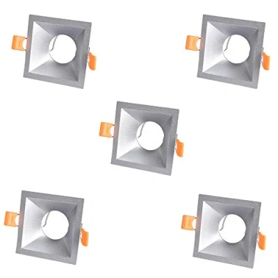 Imagen de wonderlamp Pack 5 unidades Foco Empotrable Confort cuadrado plateado. Portalámparas GU10 incluido.