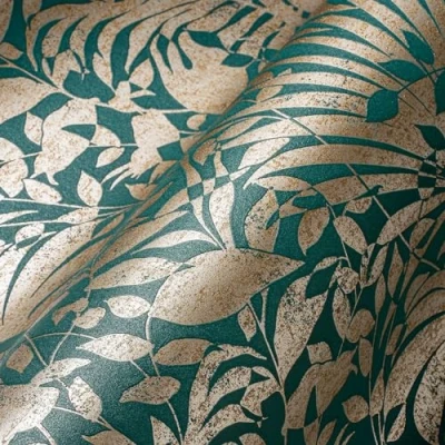 Imagen de A.S. Création 388311 The Bos Papel pintado (10,05 x 0,53 m), diseño de flores, color verde y dorado