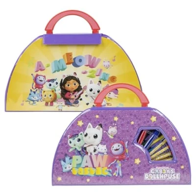 Imagen de Set de 50 Piezas para Colorear Gabby&#039;s Dollhouse Incluye Rotuladores, Acuarelas y Lapiceros Colores Con Tijeras Regla Manualidades Producto Original Diseñado en España