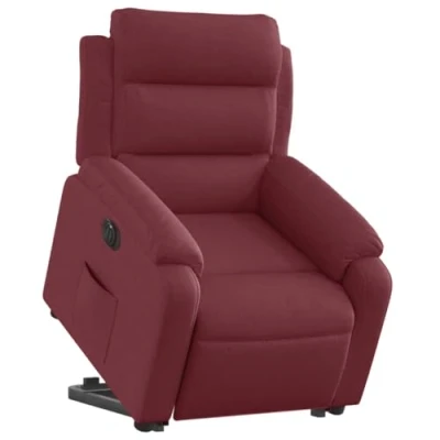 Imagen de vidaXL Sillón Eléctrico Reclinable Elevable, Silla con Respaldo, Orejero Ajustable, Asiento para Personas Mayores, Tela Rojo Tinto
