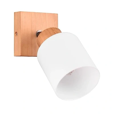 Imagen de Reality, Foco, Assam 1xE14, max.25,0 W Cristal, Blanco, Cuerpo: Madera natural, natural A:10,0cm, L:10,0cm, A:21,0cm Montaje en techo y pared,IP20,Sin bombilla,FLEXConnect