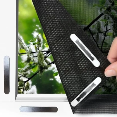 Imagen de EASYmaxx Insect Protect mosquitera para ventana, recortable, protección contra insectos ventanas de hasta 150 x 180 cm, imán con rejilla el polen, montaje sencillo
