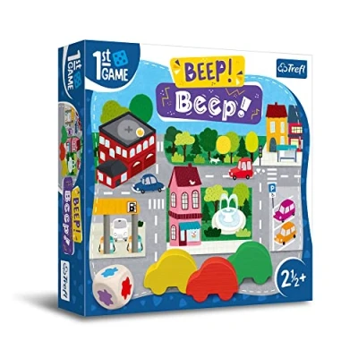 Imagen de Trefl Beep! Beep!, El Primer Juego de Mesa para los más pequeños, Coches Madera, Grandes Elementos, niños Aprender Jugando, 02344