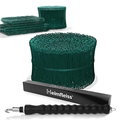 Imagen de Heimfleiss® atadora alambre + revestido de PVC 1,4 x 100 300mm (1000 uds.) Set trenzador alambre, amarrador y sujeción Atador torsión ojal