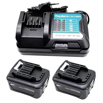 Imagen de Golem Power 2 X BL1041B Baterías + Cargador 10,8V 12V para Makita BL1021B BL1015 BL1016 DF031D DF0331D JR103D JR105D TD110D HSS01D DC10SB DC10WD DC10WC DC10WA 197339 1 (12V 4000mAh)