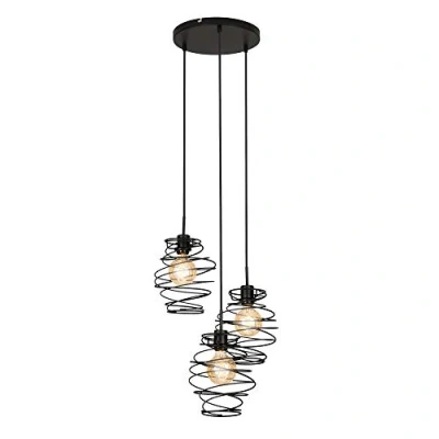 Imagen de BRILONER Leuchten luz de péndulo, lámpara péndulo 3 foco, colgante retro/vintage, black steel, 3x E27, máx. 60 vatios, negra, 425 x 1300 mm (diámetro alto)