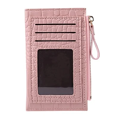 Imagen de Moda Hit Color Mini Monedero Patrón Cocodrilo Mujeres PU Tarjetero, rosa