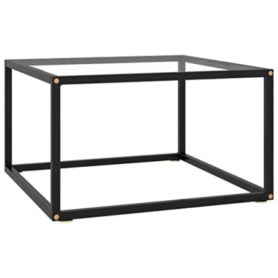 Imagen de vidaXL Mesa de Centro Auxiliar Consola Mesita Salón Lateral para Teléfono Té Café Sofá Hogar Sala Estar Negra con Vidrio Templado 60x60x35 cm