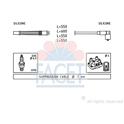 Imagen de FACET 4.7246 Juego de Cables Encendido Made in Italy OE Equivalent RENAULT: Clio 2, TWINGO 1, III Grandtour, DACIA: Sandero I, LOGAN 2