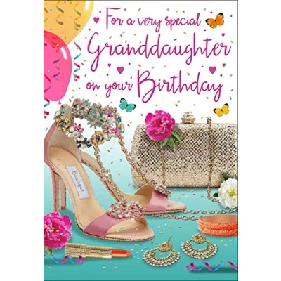 Imagen de Piccadilly Greetings Regal Publishing C80159 Tarjeta de cumpleaños para nieta (22,86 x 15,24 cm), color rosa, verde, marrón y melocotón