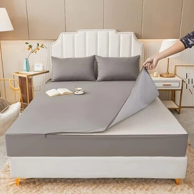 Imagen de Funda de colchón Impermeable con Cremallera Seis Lados Todo Incluido Sábana Bajera Ajustable para Cama tamaño Queen y King