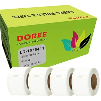 Imagen de Doree rollo de etiquetas 1976411 25 mm x 54 (cada contiene 160 individuales) Compatible con Dymo LabelWriter 4XL, 450, 450 Twin Turbo. 4 rollos