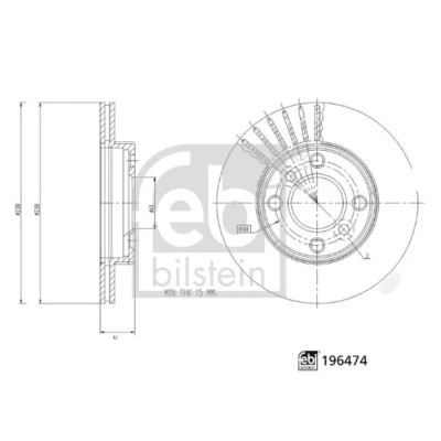 Imagen de FEBI BILSTEIN Disco de freno Eje delantero 238mm 17mm 5Taladro(s) 100mm ventilación interna 196474 Discos freno,