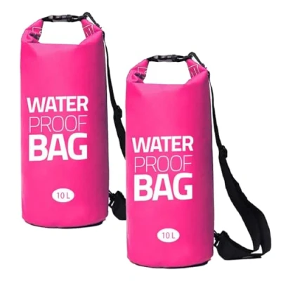 Imagen de Eurocatch Bolsa seca impermeable de lona 10 litros, Rosa 1, 17 x 46 cm,