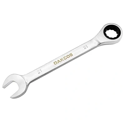 Imagen de DAKCOS Llave combinada de carraca 21mm fija con trinquete en Cr V acabado cromado mate