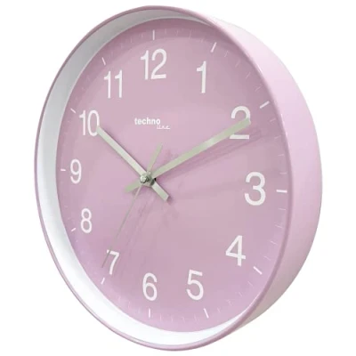 Imagen de Technoline WT7530 Reloj de Pared analógico (Cuarzo, 25 cm), Color Rosa y Blanco