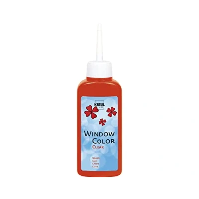 Imagen de Kreul 40205 Window Color Clear red 80 ml, pintura para ventanas a base de agua, con superficie lisa y cristalina, adecuada superficies como vidrio, espejos azulejos