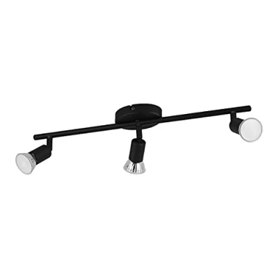 Imagen de Eglo LED Luz de techo LED, Lámpara 3 Llama, Foco Hecho metal, sala estar en negro, cocina, Puntos con zócalo GU10, L 485 cm