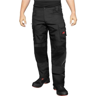 Imagen de ACE Constructor Pantalones Largos de Trabajo para Hombre con Cintura elástica, Bolsillos Cargo y Rodilleras Negro 52