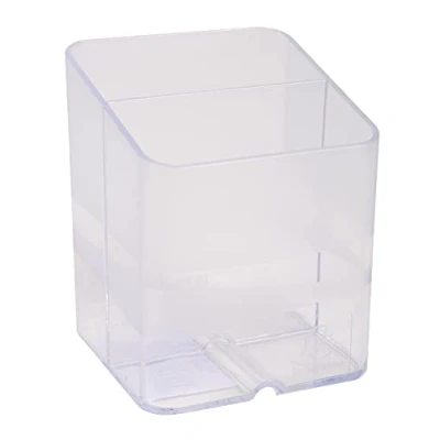Imagen de Exacompta Ref 67723D Portalápices (74 x 74 93 mm, 2 compartimentos para organizar bolígrafos y lápices, ranura debajo cables de alimentación), transparente