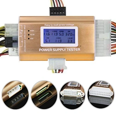 Imagen de LEAGY 20/24 4/6/8 Pin 1.8 &quot;Ordenador LCD Probador de Fuente alimentación PC para SATA, IDE, HDD, ATX, ITX, BYI, BTX, PCI E, Conectores Color Oro