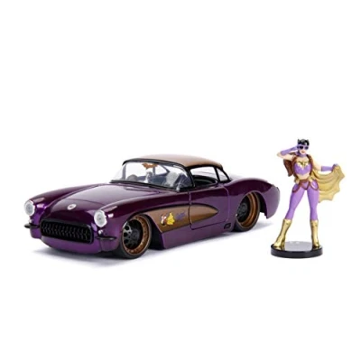 Imagen de Jada Figura de Batgirl con Coche Chevy Corvette 1957, Licencia DC Comics 100% Auténtica Escala 1:24