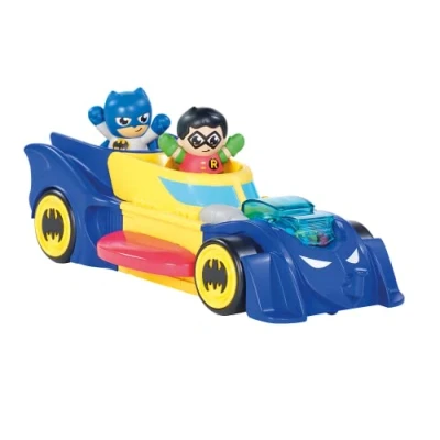 Imagen de Toomies Bizak 30693262 Batmobil 3 en 1, Donde los Pequeños Podrán Jugar Creando hasta Diferentes Coches, Incluye 2 Figuras, a Batman y Su Amigo Robin, Recomendado Partir de 12 Meses