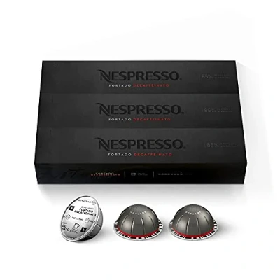 Imagen de Nespresso cápsulas Vertuo, Fortado Decaffeinato, Gran Lungo, 30 de café, prepara 5 onzas.