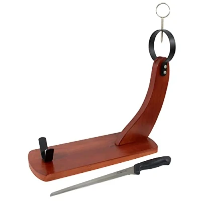 Imagen de Fackelmann Set Jamonero Tipo Góndola en Madera de Pino,35x16 cm, Color Caramelo, Juego y Cuchillo, incluye Cuchillo Nirosta Elegant 34 cm Acero Inoxidable Calidad