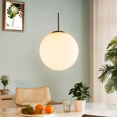 Imagen de lámpara colgante &#039;Marike&#039; (Moderno) en Blanco hecho de Vidrio e.o. para Salón &amp; comedor (1 llama, E27) Lindby vidrio, colgante, mesa